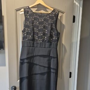 Connected Apparel Navy Lace Midi Dress